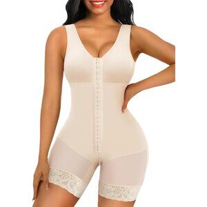 Women's Tummy Control Shapewear Postpartum Body Shaper Lifter Beige Bodysuit
